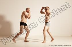 Underwear Martial art Man - Man White Moving poses Slim Short Blond Dynamic poses Academic